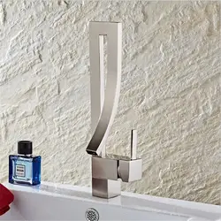 Смесители для умывальника с одной ручкой на бортике, полностью латунный квадратный Высокий кран для раковины для ванной комнаты, смеситель
