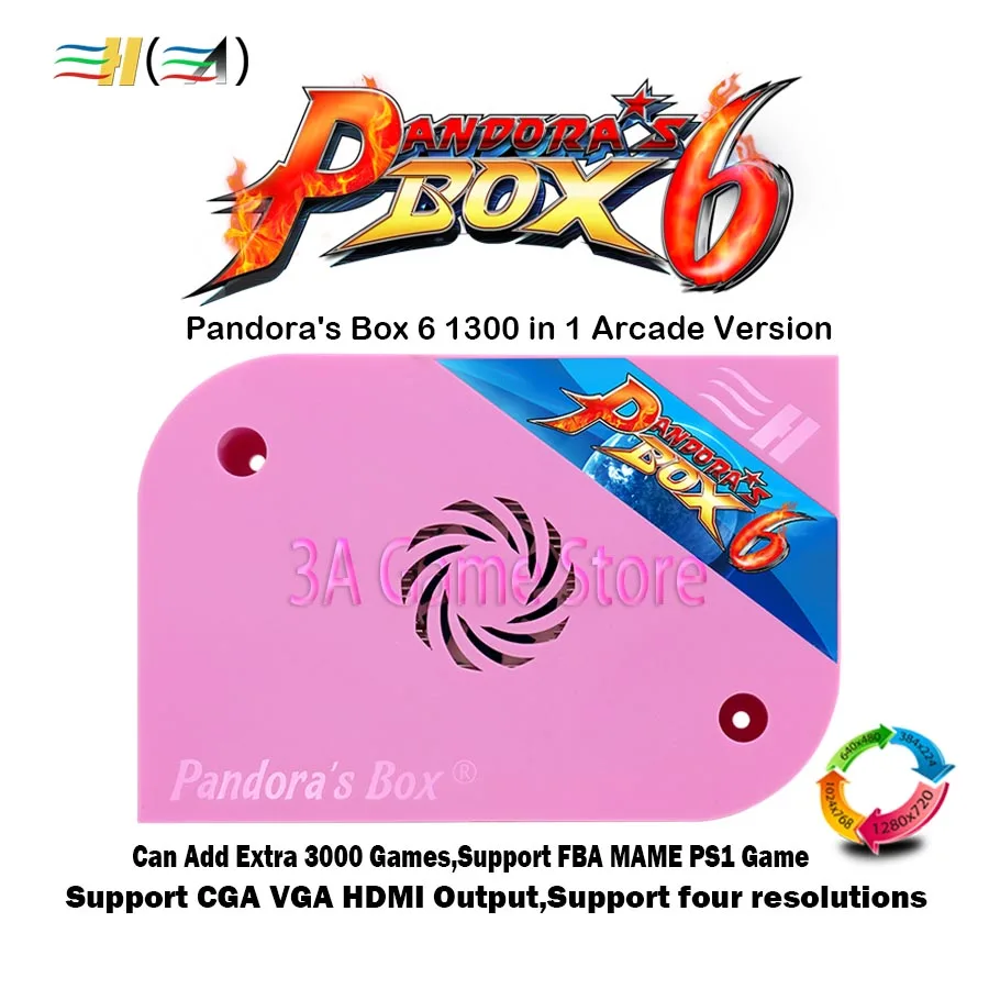  Pandora Box 6 1300 in 1 jamma arcade Version pcb game board CGA VGA HDMI output CRT HD 720p support