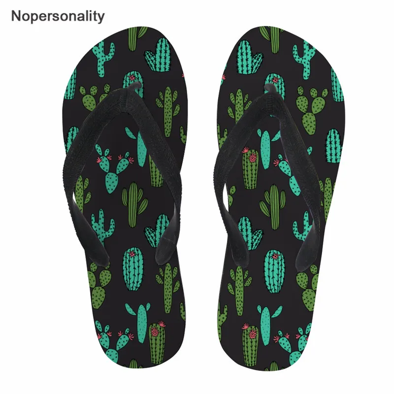 

Nopersonality Summer Slippers Male Cactus Pattern Design Beach Flat Flip Flops Non-slip Home Shoes for Teenager Casual Brands