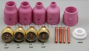 

14PCS TIG Consumables KIT Large Diameter Alumina Nozzle Gas Lens Collet Bodies Fit TIG Torch PTA DB SR WP 17 18 26 Series,M327