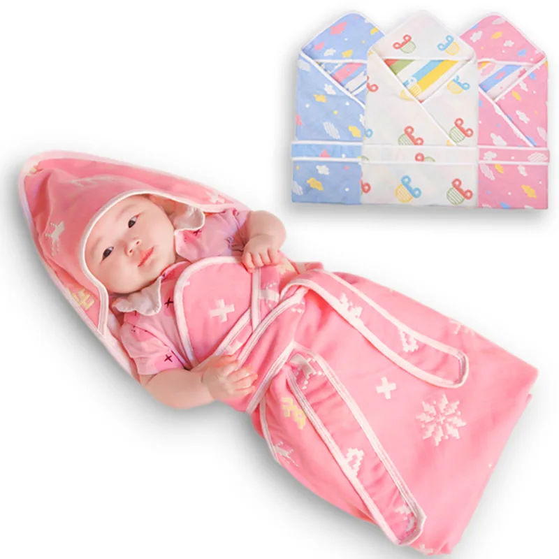 Новорожденных 90X90 см детские дети 100% 6 слоев хлопка одеяла Стёганое одеяло жаккардовая Животные Обёрточная бумага для пеленания коляски