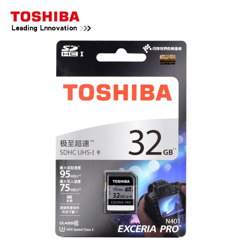 Оригинал Toshiba exceria pro SD карта N401 флэш памяти UHS I U3 32 Гб 64 128 класс 10 4K UltraHD SDHC SDXC|Карты