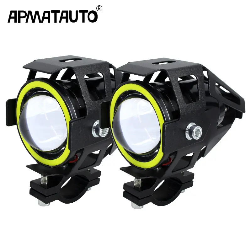 2 шт. 125 Вт мото rcycle головной светильник W/Angel Eye Devil 3000LM Moto Точечный U7 LED для вождения