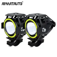 2 шт. 125 Вт moto rcycle фар W/Ангел глаз дьявол глаз 3000LM moto spotlight U7 светодиодный LED вождения туман пятно головного света декоративные лампы