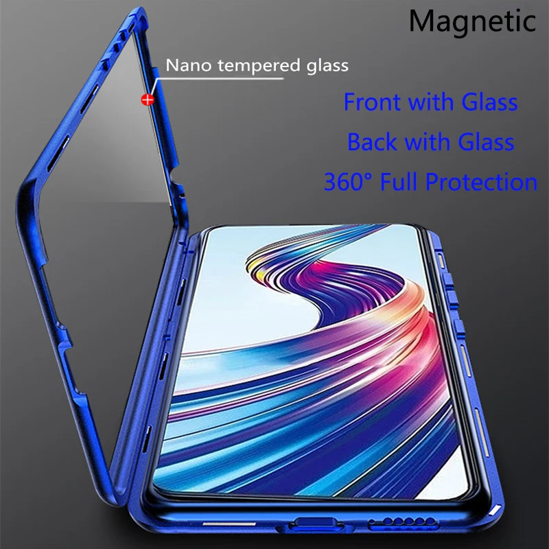 For VIVO X27 Magnetic Case Front+Back double-sided 9H Tempered Glass for vivo x27 vivox27 Metal Bumper Vivo 6.39'' | Мобильные