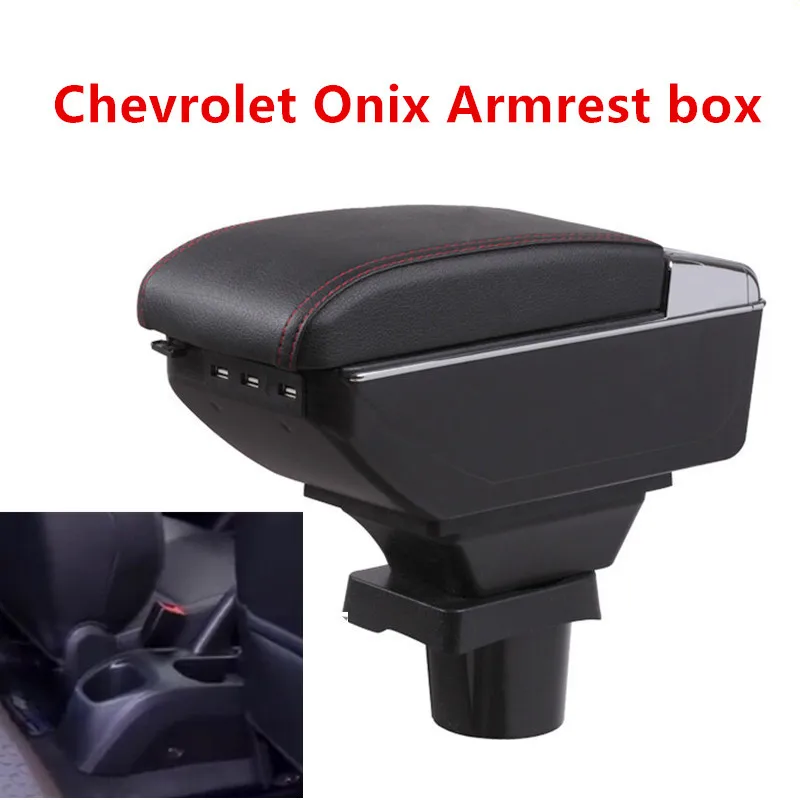 

For chevrolet onix armrest box USB Charging heighten Double layer central Store content cup holder ashtray accessories