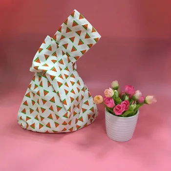 

1 Pcs Japanese Style Knot Wrist Bag Creative Fruit Pattern Handbag Key Phone Pouch Cotton Lining Bag Gifts For Friend Hot Sale
