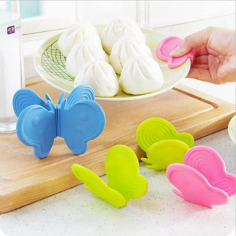 

1pc Butterfly Pot Clips Magnet Silicone Heat-proof Microwave Oven Dish Clip Clamp Holder Kitchen Insulation clip Dropshipping