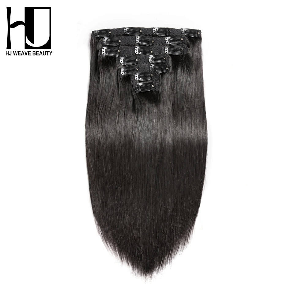 

7A HJ WEAVE BEAUTY Clip In Human Hair Extensions Straight Natural Color 7 Pieces/set Remy Hair 100G 14-22 Inch