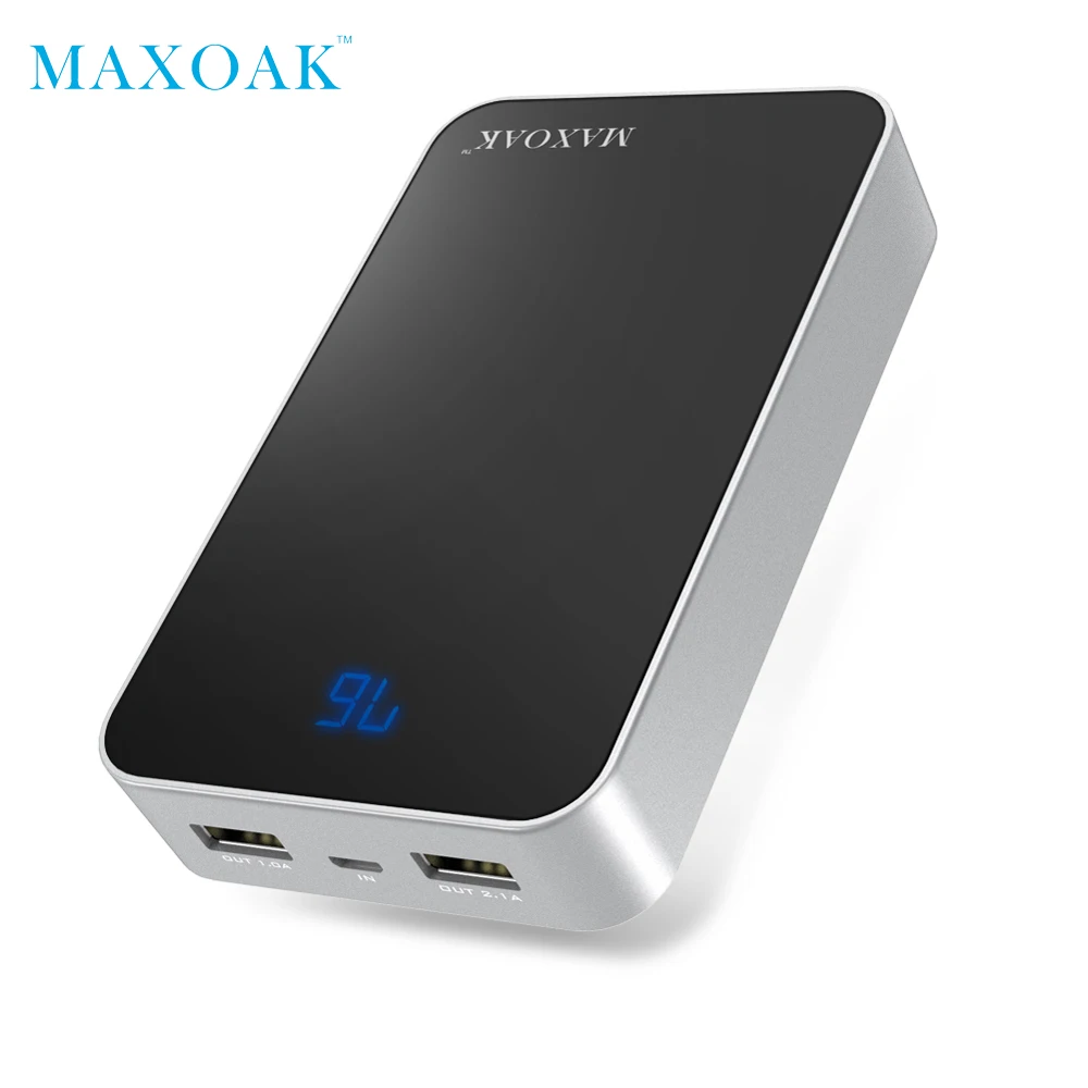 

MAXOAK 13000mAh power bank Dual USB best external battery and LCD display portable charging battery for phone and tablet
