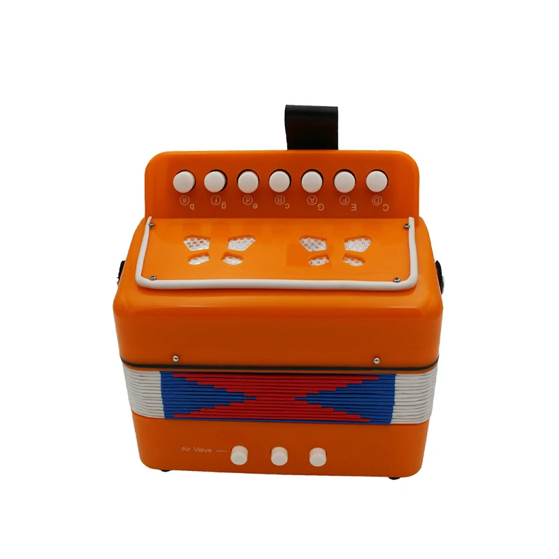 Free shipping!7 Keys 2 Bass Kids Children Accordion Educational toy Accordion 3+ ages Accordion(9 colors optional - Цвет: Orange