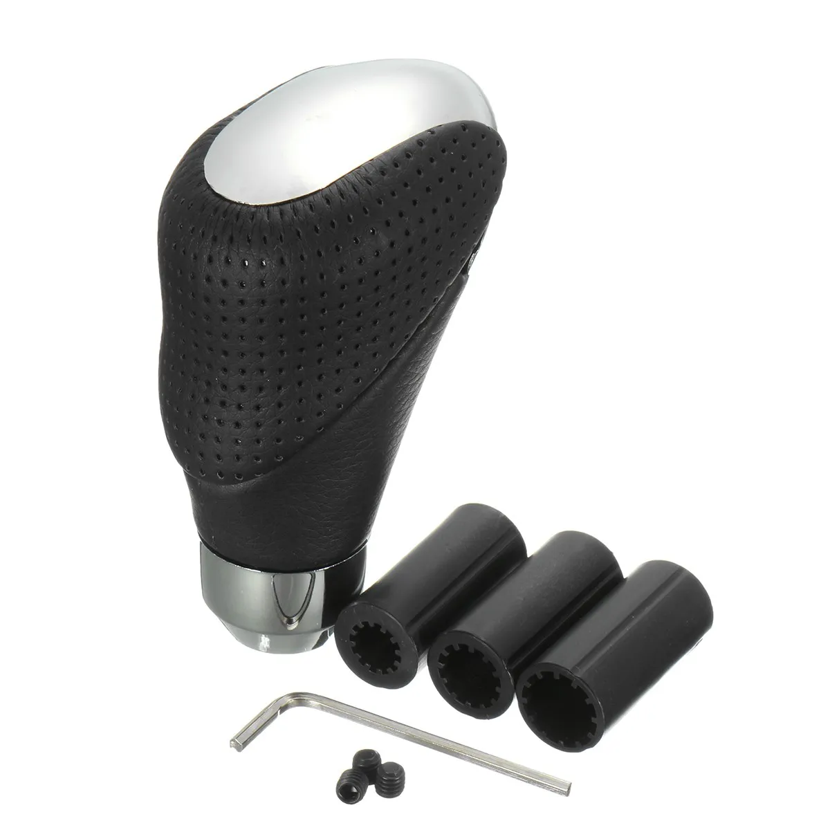Universal Black Leather Car Auto Manual Shift Knob Gear Head Shifter Stick Alloy Universal Black Leather Car Auto Manual Shift Knob Gear Head Shifter Stick Alloy