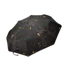 Модный Креативный дизайн с рисунком Совы черное покрытие полностью автоматический солнечный и дождливый складной зонт