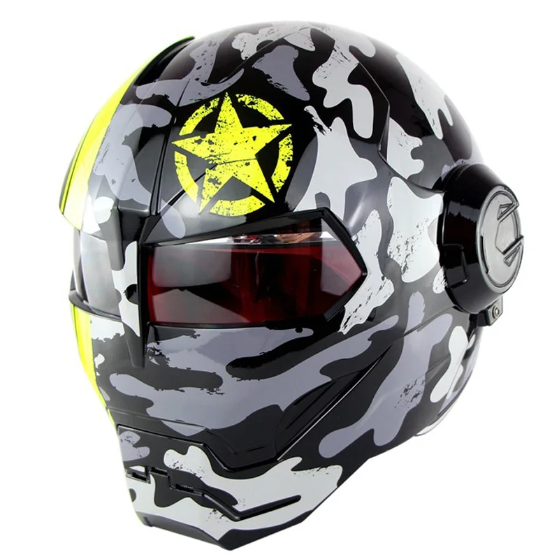 Мотоциклетный модульный шлем, мотоциклетный шлем для мотокросса, винтажный флип-ап Ретро круизер Чоппер гонщик, мотоциклетный шлем - Цвет: Bright  Camouflage