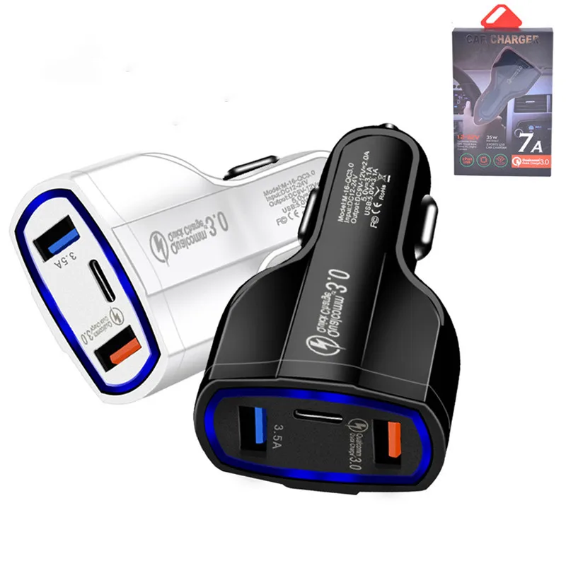 

Quick Charge 3.0 Car Charger 2 Port QC3.0 Quick Charger for Samsung S8 S9 Mobile Phone Fast Charging USB Type-C Car Charger