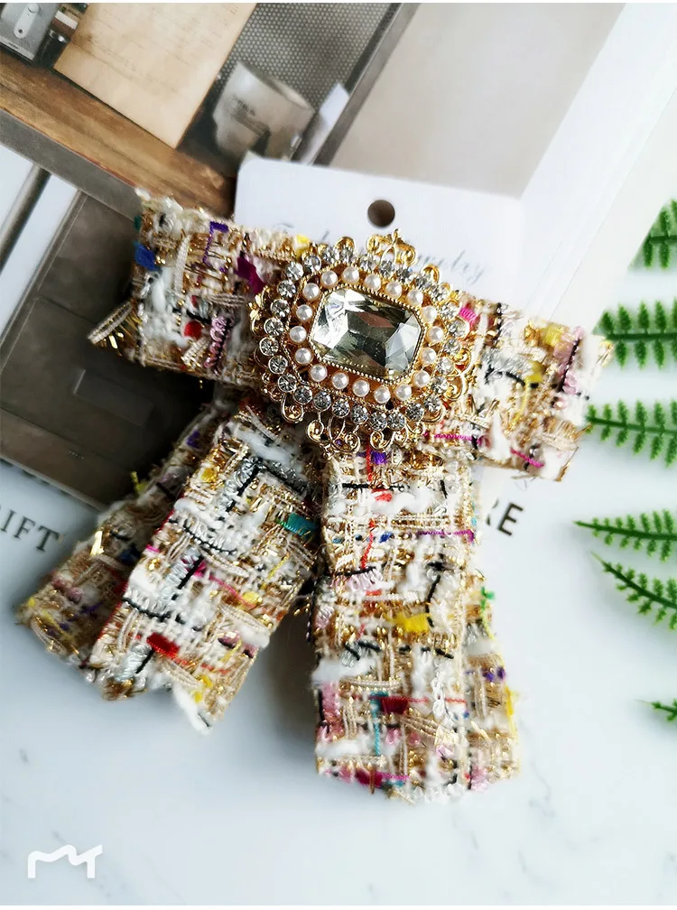 

Vintage New Woman Brooches Pin Big Ribbon Bowknot Rhinestone Design Brooch Fashion Corsage Jewelry Lady Suits Shirts Accessories
