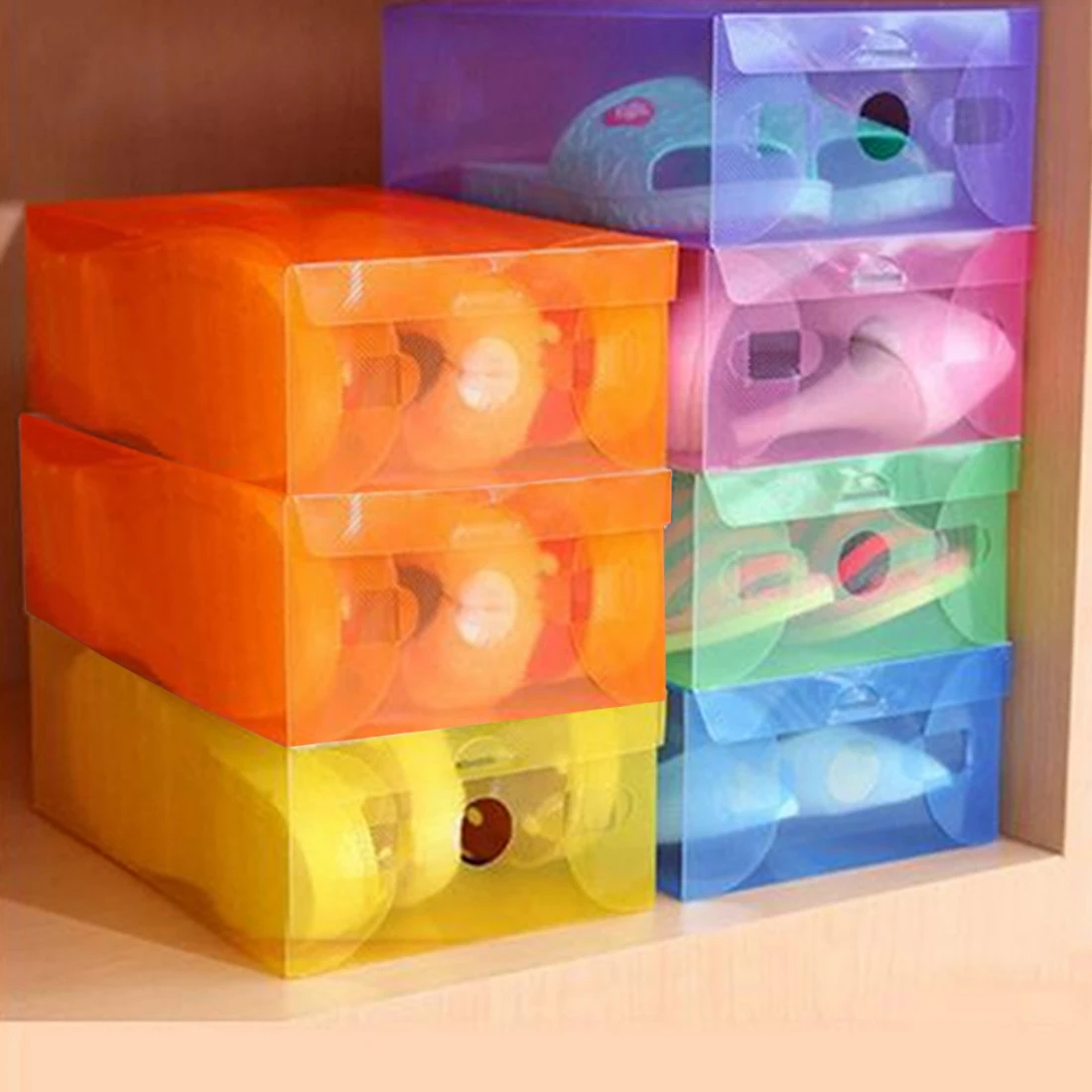 

Top Sale 5PCS Shoe Storage Box Case Transparent Plastic Storage Box Rectangle PP Shoe Organizer Thickened drawer Shoe Box