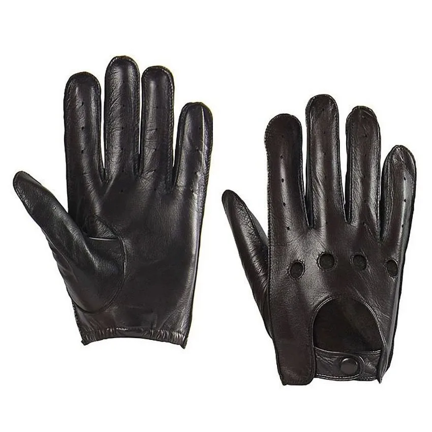 Мужские перчатки из натуральной кожи, дышащие, с пятью пальцами, из овчины, модные, повседневные, для вождения, мужские, из натуральной кожи, перчатки M018W