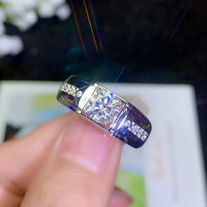 Ювелирные изделия colife 925 серебро Moissanite кольцо для мужчин 6,5 мм F цвет Moissanite серебряное кольцо Настоящее серебро Moissanite мужские ювелирные изделия