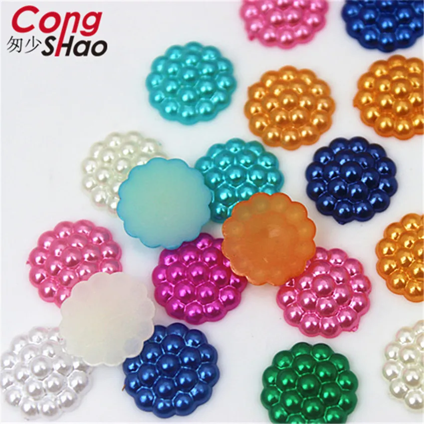 

Cong Shao 500pcs 13mm Colorful Round Flatback Imitation Pearl Beads ABS Acrylic Rhinestone Applique DIY Costume Button CS100