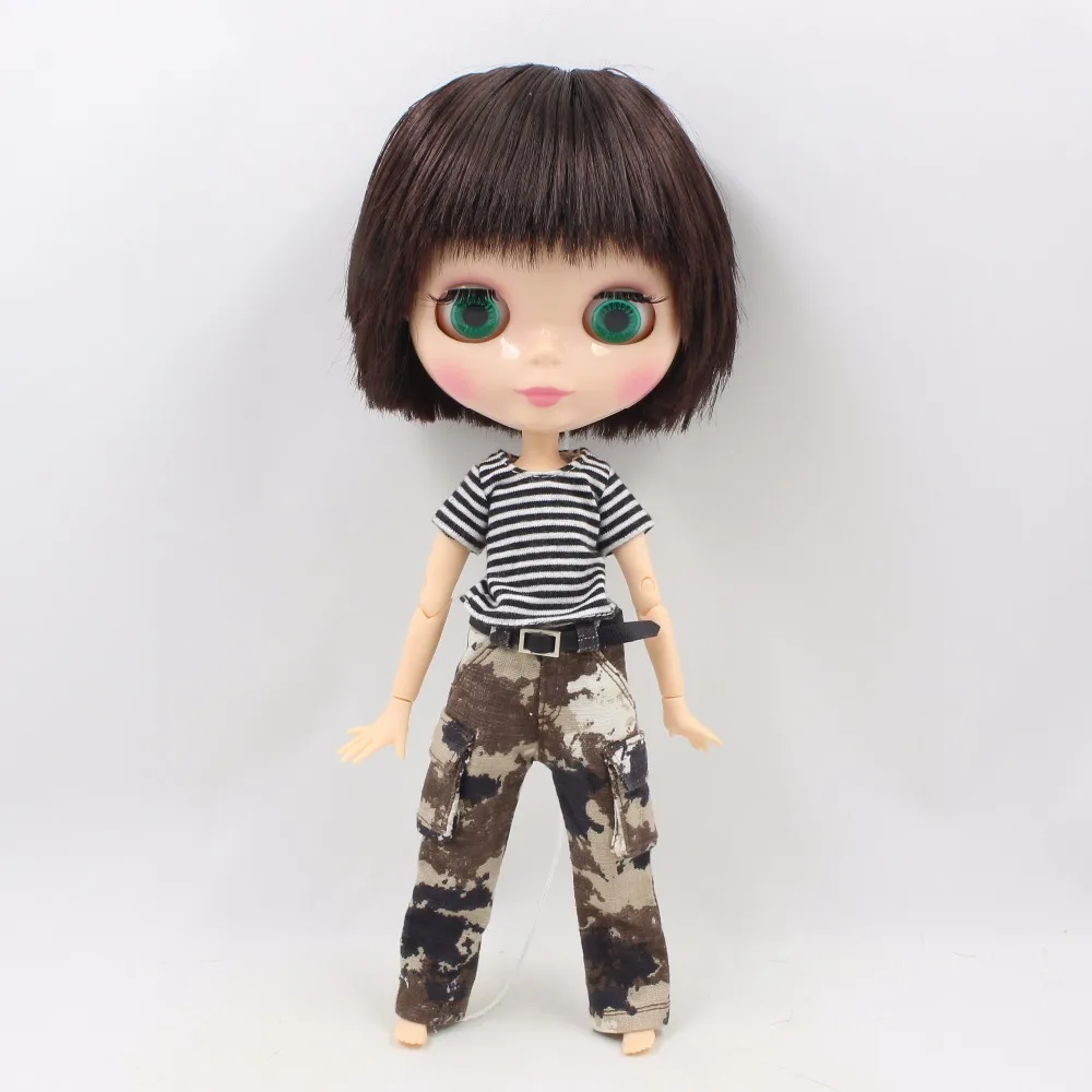 Кукла ICY DBS Blyth boy body BL0312 темно коричневые короткие волосы для суставов тела белая