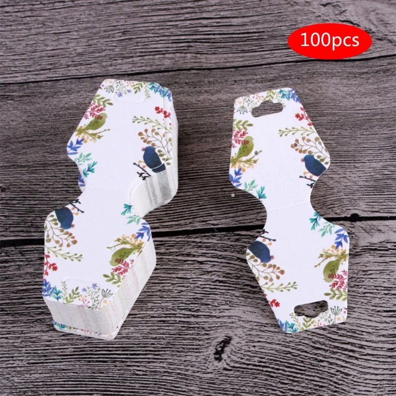 

100 Pcs Printing Necklace Card Folding Bracelet Jewelry Display Hang Tag Label
