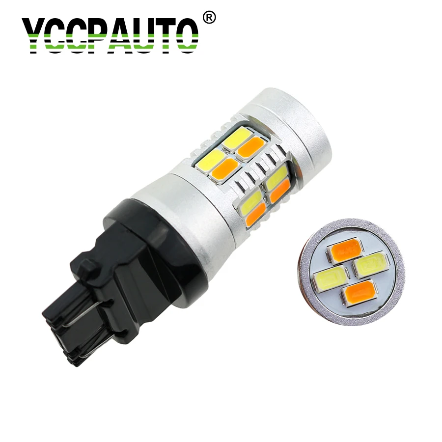 YCCPAUTO T25 3157 светодиодный задний светильник 5630 5730 20SMD двухцветный белый/янтарный светодиодный светильник для автомобиля сигнальный светильник s DRL 1 шт