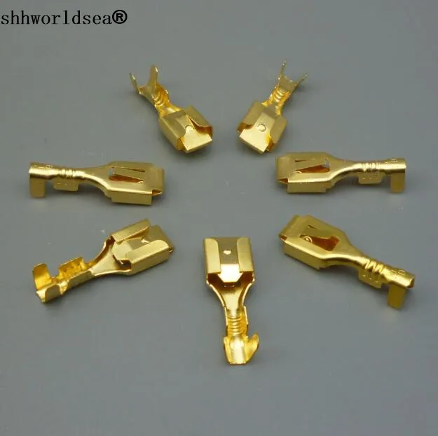 shhworldsea Free Shipping 100PCS 6.3mm car copper Crimp Terminal Spade