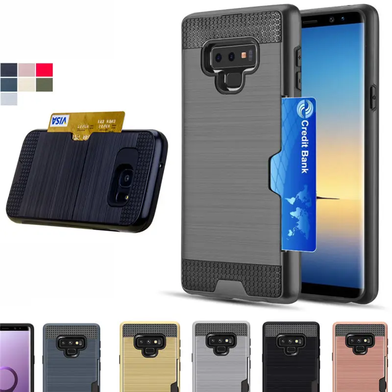 

For Samsung S8 S8 Plus Prime Shockproof Hybrid Armor Case for S9 Plus S9 Note 8 Note 9 Card Holder Slot Covers Case Capa