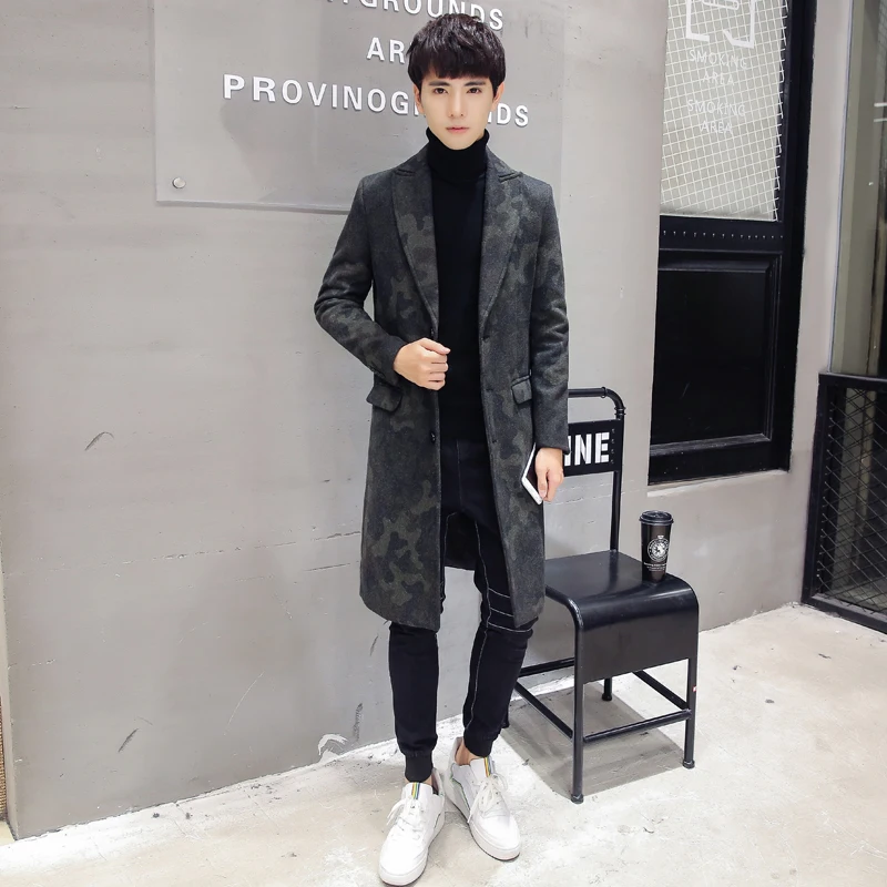 2018 جديد الرجال الصوف المعاطف نحيل مان الخريف الشتاء معطف طويل الأزياء سترة واقية Masculino زائد حجم M-3XL نوعية جيدة معاطف