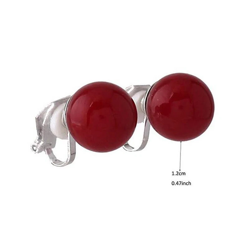 White Red Color Faux Pearl Clip on Earrings No Pierced for Women Charm Popular Gold/ Silver Plated Ear Clip GRACE JUN ear clip earrings,clip earrings,ear clip,ear accessories