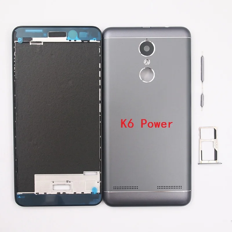 

BaanSam New Front Frame Battery Door Back Cover Housing Case For Lenovo K6 Power K33a42 With Power Volume Buttons+SIM Card Tray