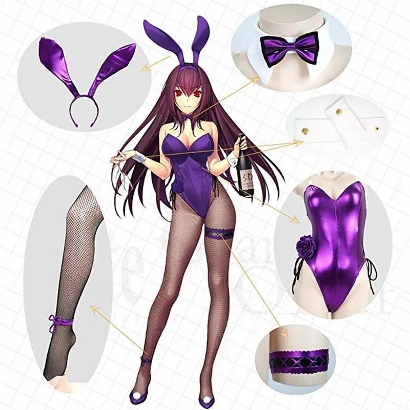 Женский костюм кролика для косплея из аниме FGO Lancer Scathach Rabbit Экипировка бикини