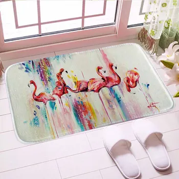 

Flamingo Indoor Floor Mat Love Doormat Colorful Custom Kitchen Mat Carpet Soft Lightness Bathroom Mats Good Gift For Home Decor
