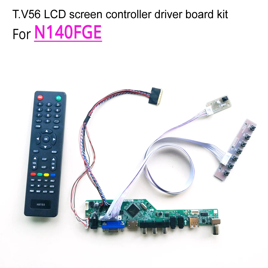 

For N140FGE laptop led lcd monitor T.V56 screen controller driver board DIY kit HDMI/VGA/AV/USB 14" 1600 *900 LVDS WLED 40 pin