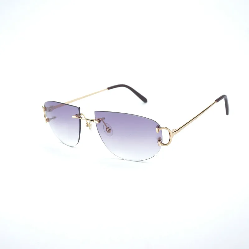 

Oval Rimless C Wire Sunglasses Men Square Small Lens Eyeglasses Clear Glasses Metal Frame Oculos Gafas for Outdoor Shades 827