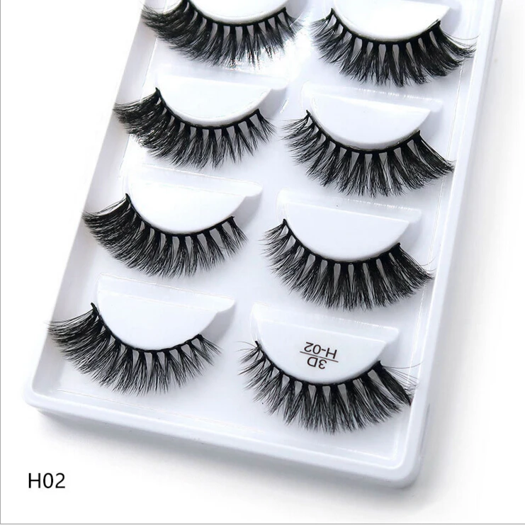 

5 pairs false eyelashes 3D mink lashes natural makeup eyelash extension long cross volume soft fake eye lashes winged faux cils