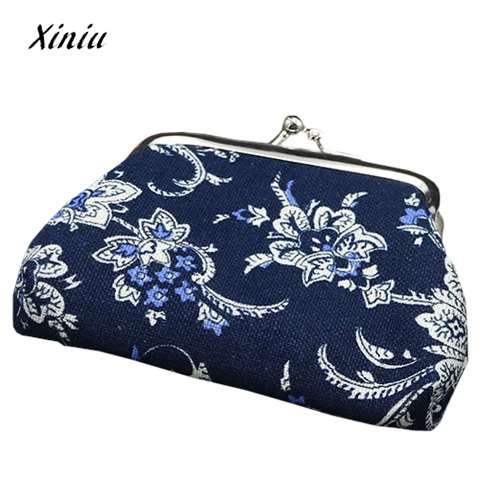 

Coin purse Ladies wallets and purses Cotton Fabirc Women Lady Retro Vintage Flower Small Wallet Hasp Purse Clutch Bag 2018