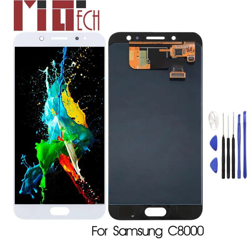 

Super OLED AMOLED For Samsung Galaxy C8 C8000 LCD Display Touch Screen Digitizer Assembly Black White