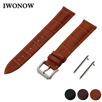 

Genuine Leather Watch Band 18mm 20mm 22mm for Seiko Stainless Pin Buckle Strap Quick Release Wrist Belt Bracelet Black Brown