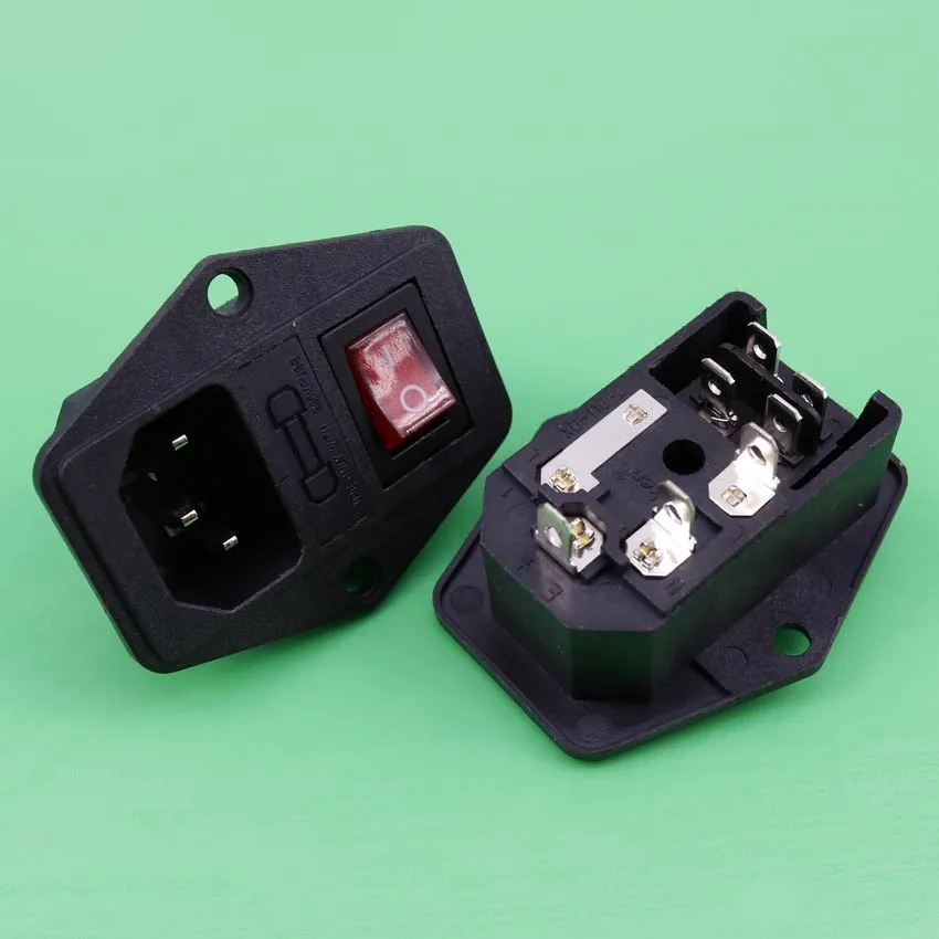 YuXi AC Power Cord Inlet Socket Receptacle Connector with Fuse Holder