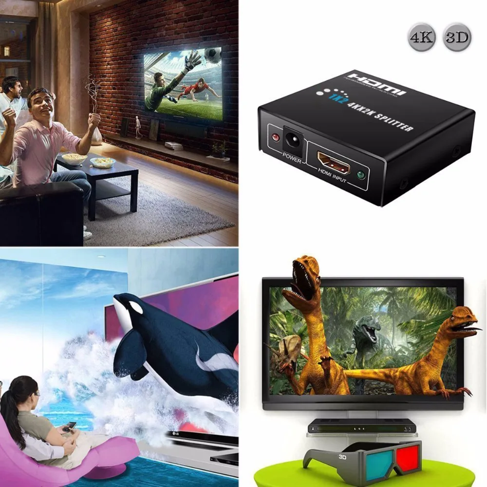 SOONHUA Compact 4K 2K HDMI сплиттер Поддержка HD видео 1080p HDTV HDMI 1,3 3D CEC сигнал 2,5 Гбит/с видео усилитель для HDTV DVD PS3