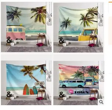 

beach scence printed tapestry wall blanket beach towels home decoration