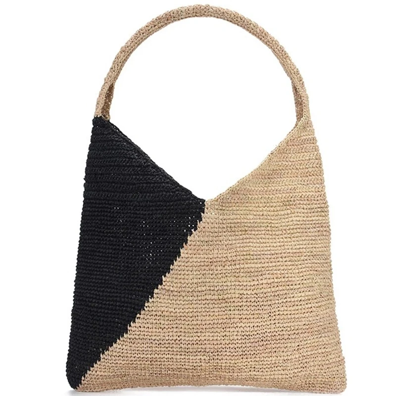 

BEAU-Portable Straw Bag Ladies Handmade Straw Bag Simple Seaside Holiday Shoulder Bag