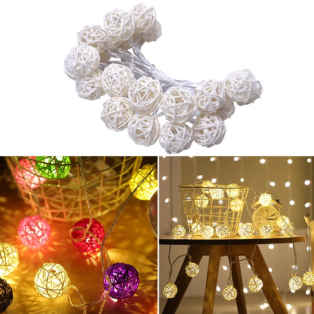 

5mm Led Rattan Balls Fairy String Decorative Lights Battery Operated Christmas Outdoor Patio Garland Wedding Decoration