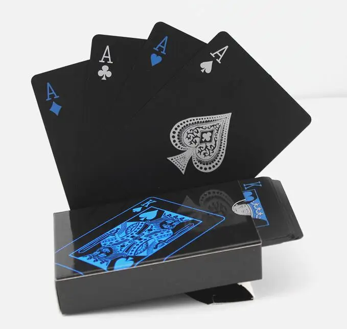 55 шт./палубный водонепроницаемый пластиковый ПВХ Набор Игральных Карт чистый цвет черный покер наборы карт классические фокусы инструмент реквизит