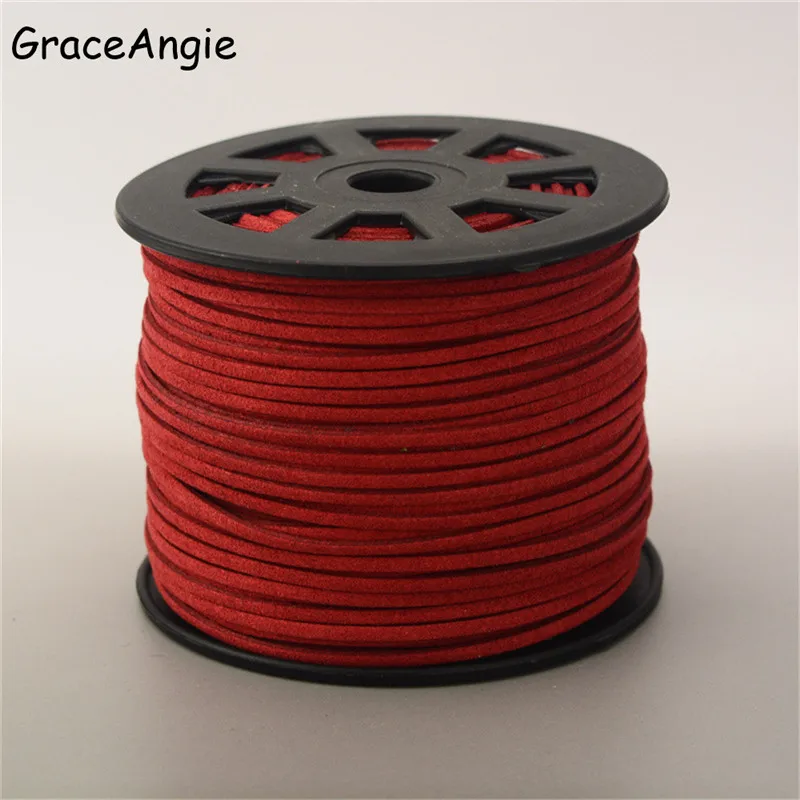 5Meter/Roll 2.6x1.5mm Flat Faux Suede Korean Velvet Leather Cord String Rope Lace Thread DIY Bracelet Necklace Jewelry Findings - Цвет: Red