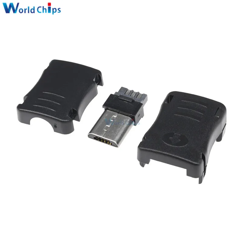 10PCS DIY Micro USB 5 Pin T Port Male Plug Socket Connector with Plastic Cover | Электронные компоненты и