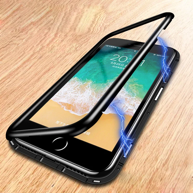 YiKELO Luxury Aluminum Metal Tempered Glass Back Cover for iPhone 6 6s