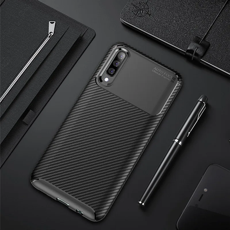 

Carbon Fiber Case For Samsung Galaxy A50 Case High Quality Diamond Grid Design Cover For Samsung Galaxy A50 A505FD SM-A505F Case